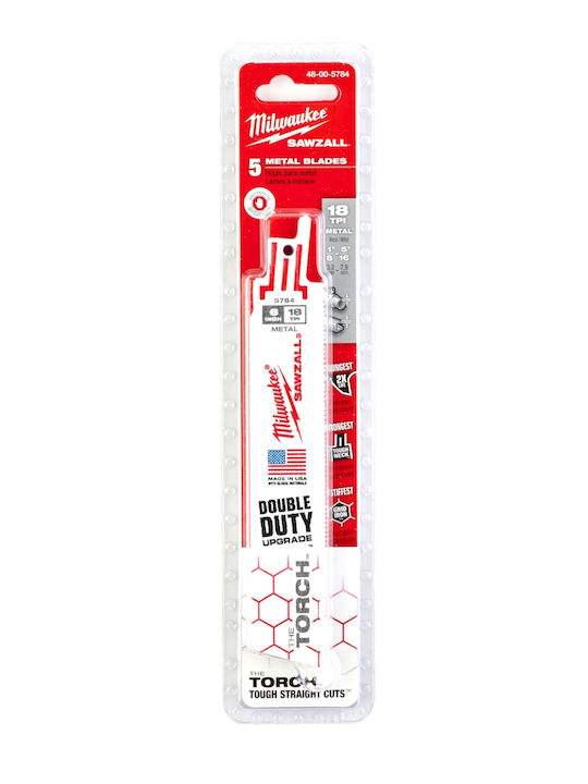 Milwaukee 48475784 Λαμες Σπαθ Γας Torch 150x18 Set 5τμχ