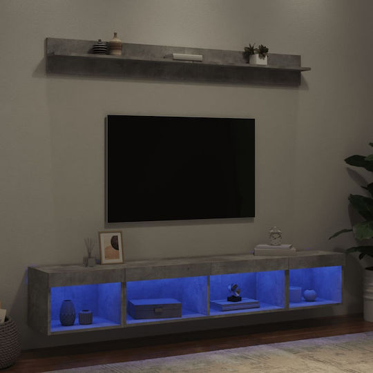 Wohnzimmer TV-Einheit Γκρι Σκυρ mit Beleuchtung