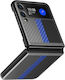 Carbon Fiber Texture Contrast Color Back Cover Plastic Blue (Galaxy Z Flip3)