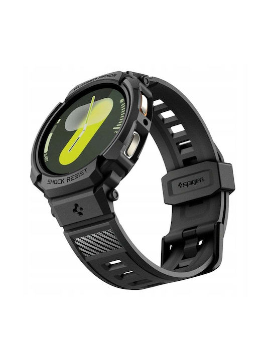 Spigen Rugged Armor Pro Silikonhülle in Schwarz Farbe für Samsung Galaxy Watch 8 44 mm