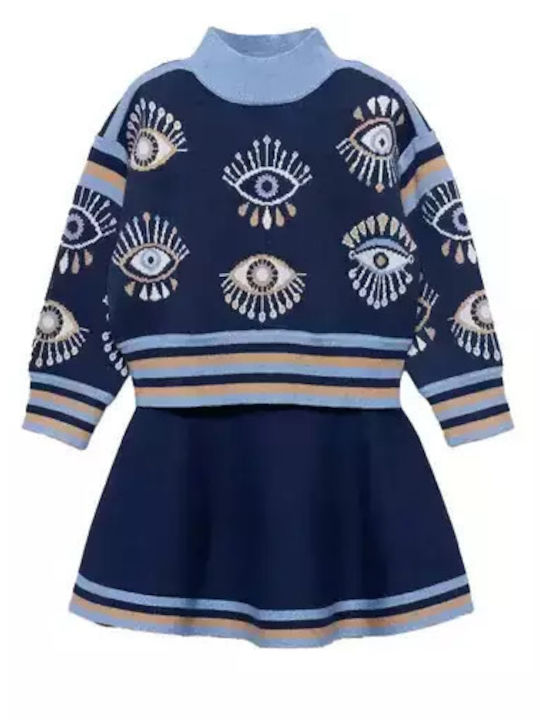 Kids' Set with Skirt Winter 2pcs Navy Blue