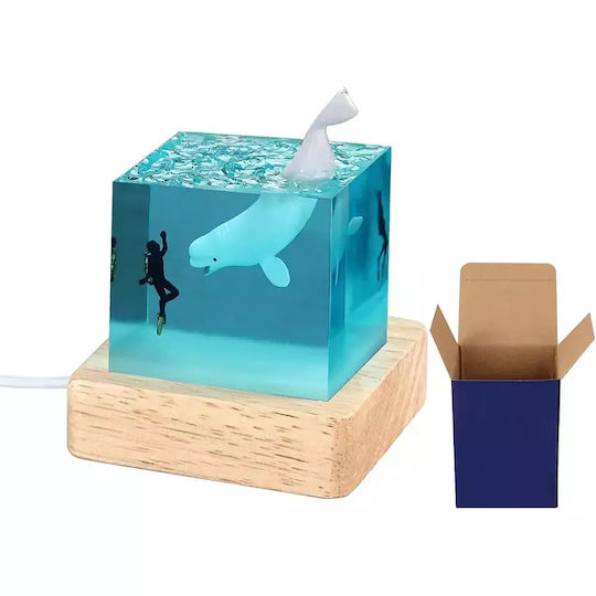 Table Night Light Epoxy Whale 8cm