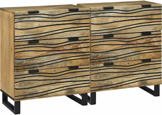 Chest of Drawers of Solid Wood Coffee 60x33.5x75cm