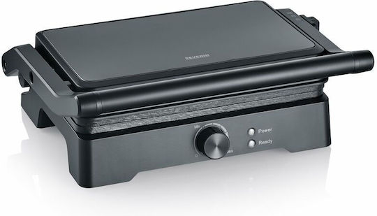 Severin Severin Tabletop Electric Grill with Grooved Plate 1800W with Lid and Adjustable Thermostat 28x17cm