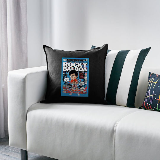 Rocky Balboa Kinder Wurfkissen Schwarz 100% Baumwolle Mit Füllung 50x50cm