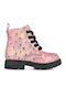 Lederne Kinderstiefel mit Schnürsenkeln Rosa