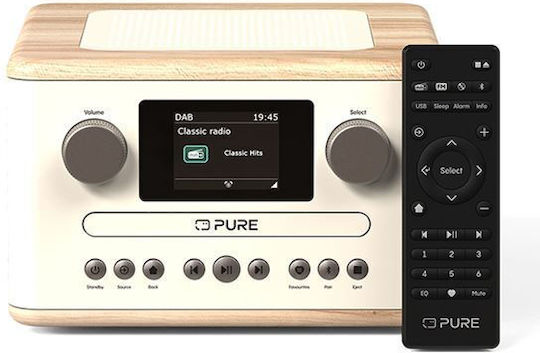 Pure Sound System 1 CLASSIC C-D4 Mini with CD Player and Bluetooth Cotton White/Oak