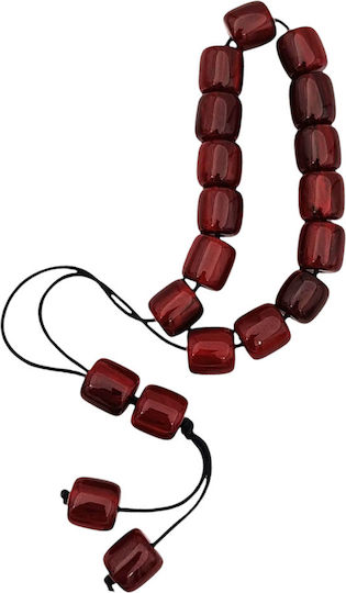 Resin Worry Beads with 19 Beads Burgundy 30cm