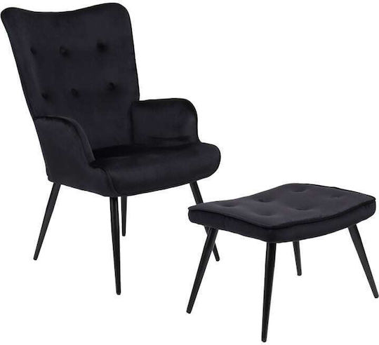 Siella Bergère with Footstool Black 59x67x94cm