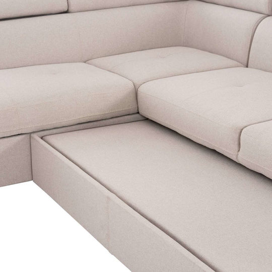 Corner Couches Bed Beige 285x205x90 cm Freebox