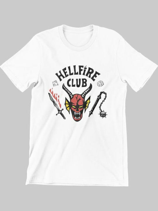 Kids White T-Shirt Stranger Things Hellfire Club
