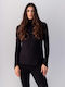 Damen Langarm Pullover mit V-Ausschnitt Black