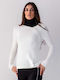 Damen Langarm Pullover mit V-Ausschnitt White