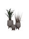 HomeMarkt Tryll Set 3 Pots Wooden Grey
