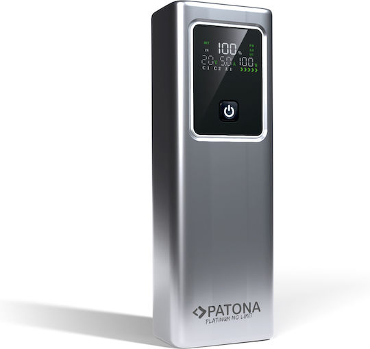Patona Luxury One Power Bank 20000mAh 100W with USB-A Output Port and 2 USB-C Output Ports Power Delivery Quick Charge Grey