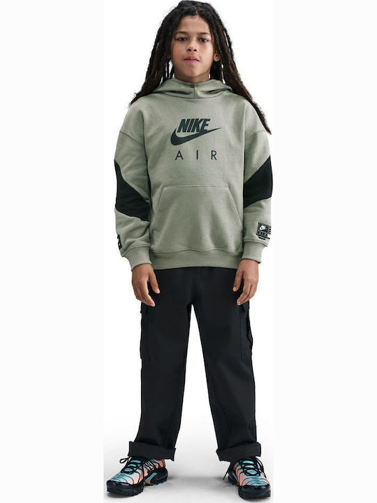 Fleece Παιδικό Φούτερ με Κουκούλα και Τσέπες Πράσινο Air