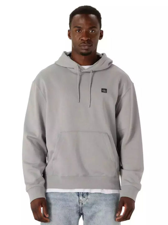 Calvin Klein Badge Sweatshirt with Hood Gray