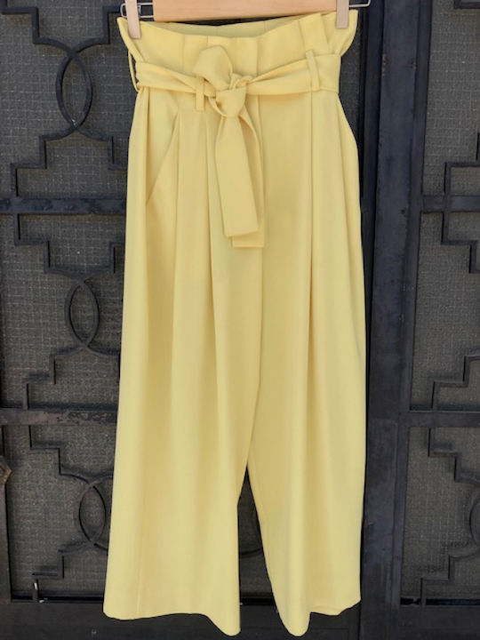Chicard Women's Fabric Trousers Yellow
