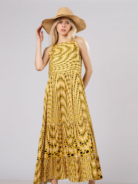 Sommer Maxi Damenkleid mit Rüschen Polka Dot