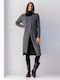 Leder Damen Gray Kurzmantel mit Knöpfen