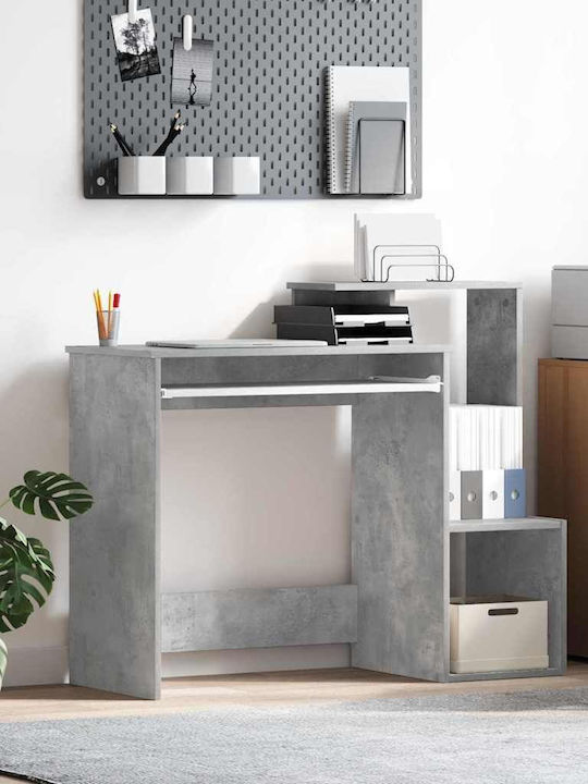 vidaXL Computer Büro Beton Holz Grau Beton 106x40x88.5cm