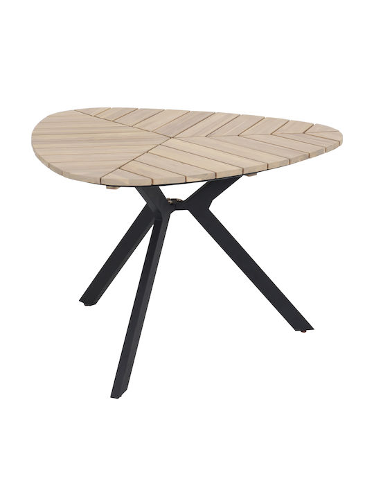 Oval Tisch Küche aus Massivholz & Metall Acacia 120x120x73cm