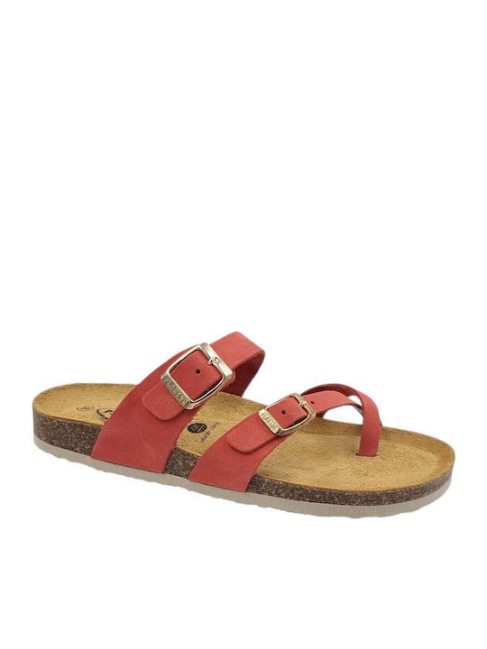 Plakton Leather Women's Flat Sandals in Orange ...