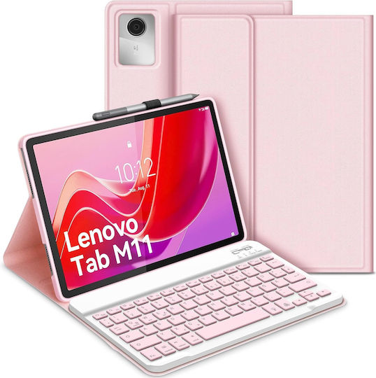 Bluetooth Keyboard Case Lenovo Tab M11 in English US – Pink