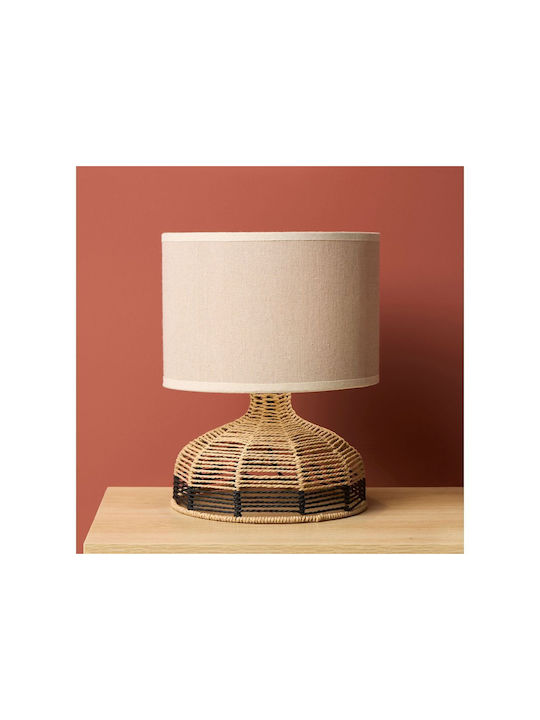Ostaria Table Lamp from Rope for Socket E27 with Beige Shade and Base