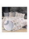 Pucioasa Set Husă de Pilotă Bumbac Single cu Față de Pernă & 1 Cearsaf 160x200 Brown/gray