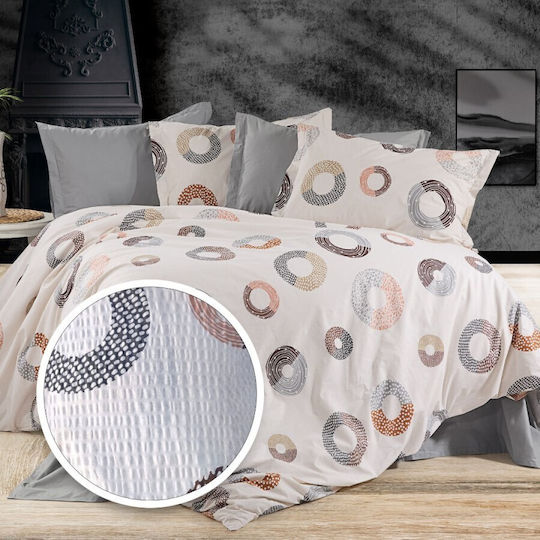 Pucioasa Set Huse Pentru Pilote 100% Bumbac 160x200cm Simplu Cu Față De Pernă și 1 Cearșaf Maro/Gri