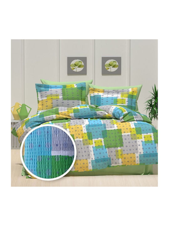 Pucioasa Set Husă de Pilotă Bumbac Single cu Față de Pernă & 1 Cearsaf 160x200 Multicolored