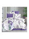 Pucioasa Set Husă de Pilotă Bumbac Single cu Față de Pernă & 1 Cearsaf 160x200 Lavanda