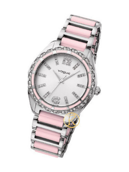 Women's Watch 41mm Battery with Pink Stainless Steel Strap