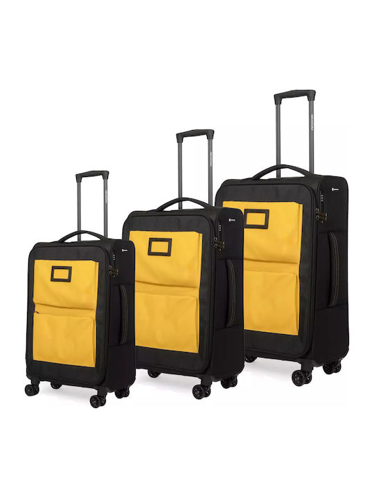 Newcom Travel Suitcases Fabric Yellow with 4 Wheels Set of 3 Pieces