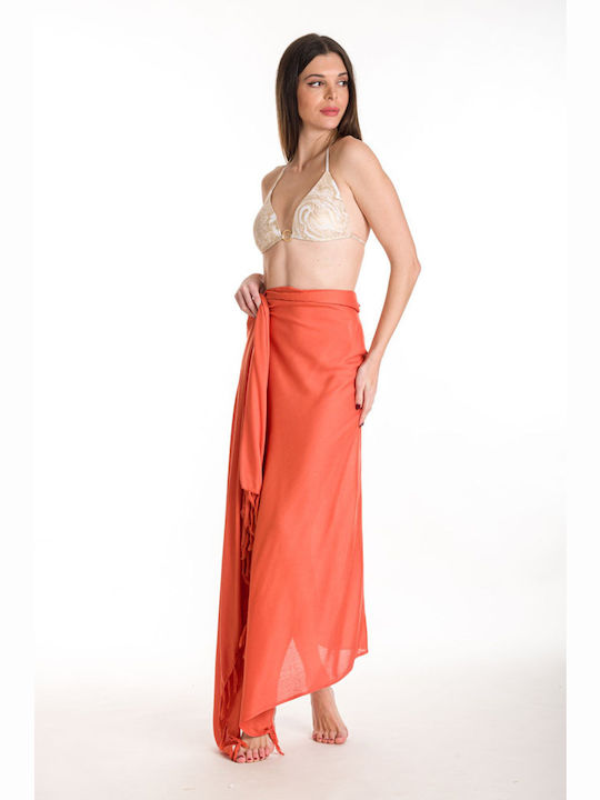 Rima Beachwear Παρεο Viscose Μομοχρωμο Πορτοκαλ...