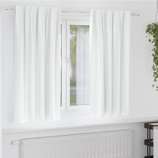 vidaXL Set Of White Blackout Window Curtains With Pencil Pleat 140x175cm