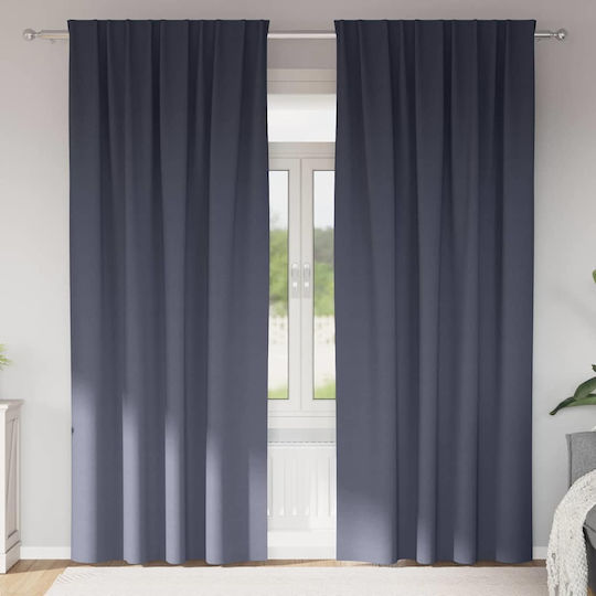 vidaXL Set of Window Blackout Curtains with Gray Pencil Pleat 140x225cm