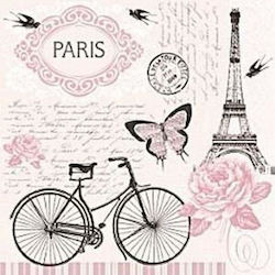 Șervețele Decupaj 1 Buc Bicicletă Paris Gri Roz