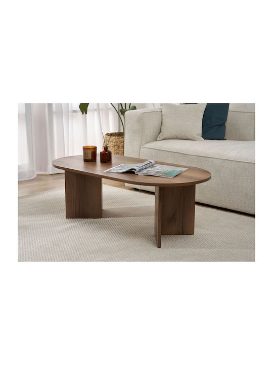 Οβάλ Κεντρικό Τραπεζάκι Sable Ξύλινο Walnut Μ119xΠ60xΥ40εκ.