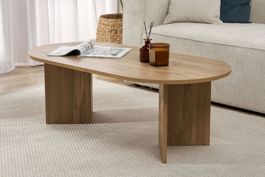 Οβάλ Κεντρικό Τραπεζάκι Sable Ξύλινο Καφέ Μ119xΠ60xΥ40εκ.