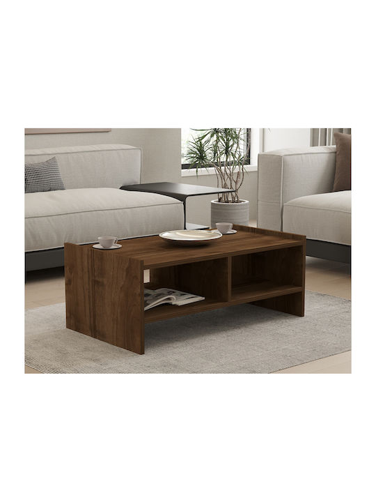 Ορθογώνιο Κεντρικό Τραπεζάκι Pera Ξύλινο Walnut Μ90xΠ50xΥ35εκ.