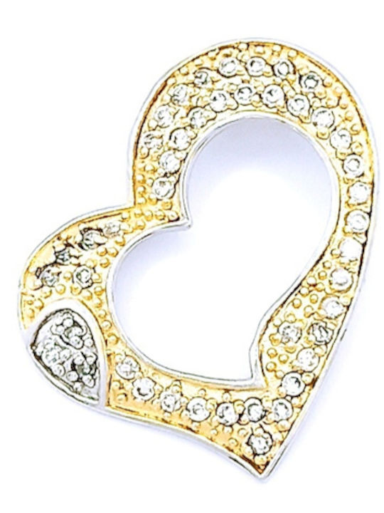 PS Silver Heart Charm Made of Gold Plated Silver with Zircon
