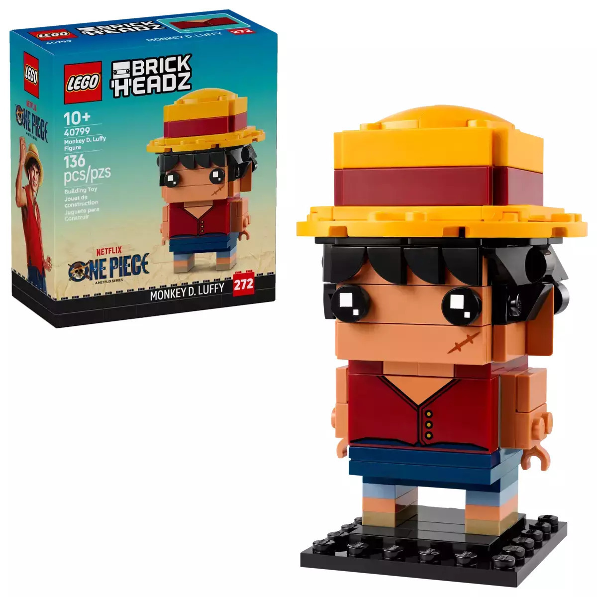 LEGO Brick Headz Monkey D. Luffy Figure pentru 10+ Ani 136buc