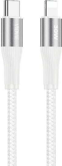 Vidvie Braided la Cablu Lightning 30W Alb 3m