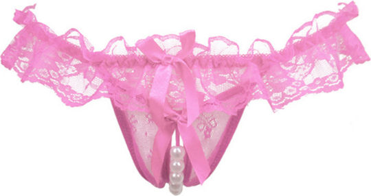 Women Lace Cortchless T-string Pink
