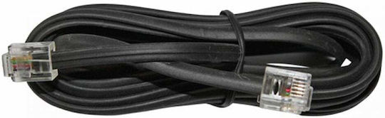 Eucom Flat Τηλεφωνικό Καλώδιο RJ11 6P4C 7m Μαύρο (10-100-0040Μ-Μ)