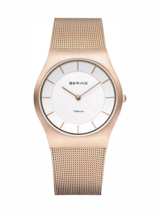 Bering Time Women's Watch with Pink Gold Metal Bracelet