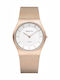Bering Time Women's Watch with Pink Gold Metal Bracelet