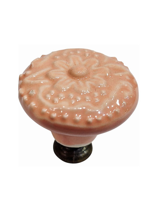Premier Kids Antique Knob Furniture made of Zamak & Porcelain & Metallic Pink 35mm (Center Distance 35mm) 11955-000-ARG1 1pcs